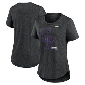 Women's Nike Heather Black Colorado Rockies Touch Tri-Blend T-Shirt M